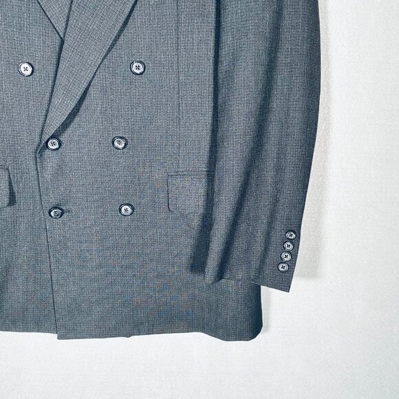 Vintage Tom James Blazer Mens 40R Gray Wool Double Breasted Jacket Union - Picture 4 of 15